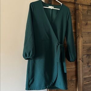 Madewell Teal Long Sleeve Wrap Dress